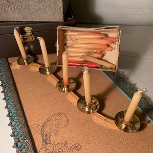 Vintage Gold Metal Christmas Candle Holder (C1)